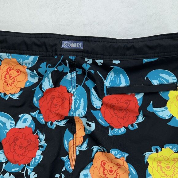 Grateful Dead Begonia Dancing Bear X Section 119 Men's Swim Trunks Black Size 34 - Picture 7 of 7